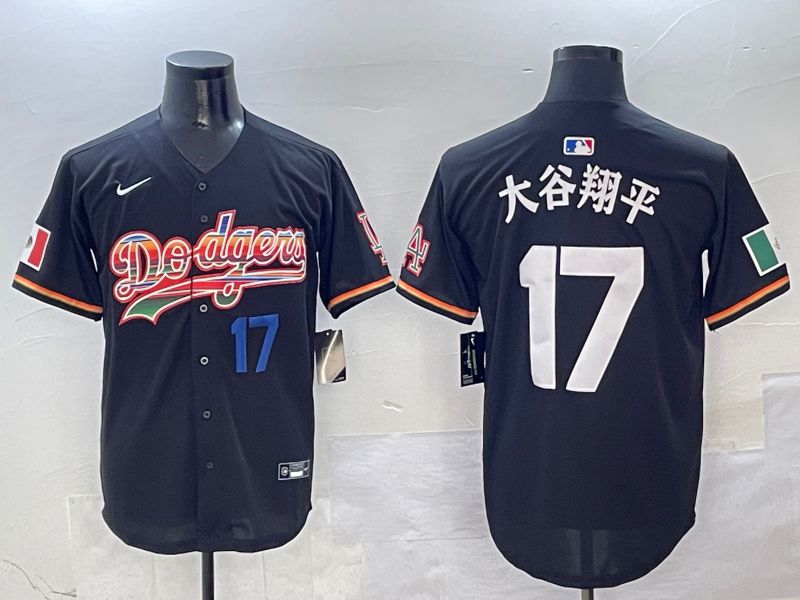 Men Los Angeles Dodgers #17 Ohtani Black rainbow 2025 Nike MLB Jersey style 4154->los angeles dodgers->MLB Jersey